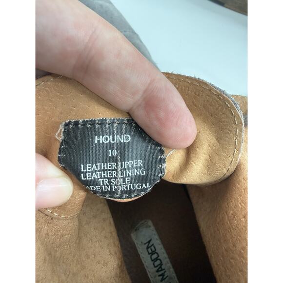 Steve Madden Hound Suede Leather Boots Gray Ankle Size 10 Lace Up Buckles Shoes - Picture 7 of 8